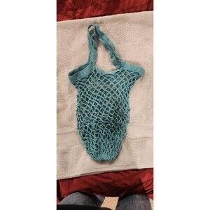 Beautiful soft teal mesh market bag, large